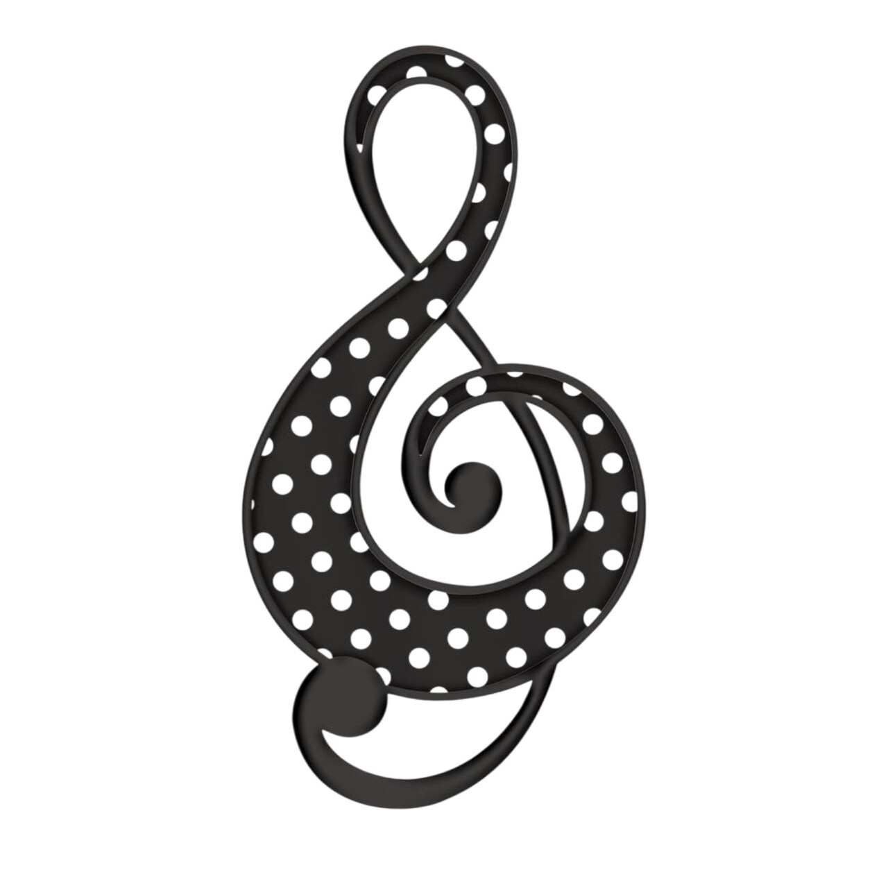 Metal 16" Music Note with Sawtooth Hanger - Black and White with Polka Dots - For Walls, Wreath Accents, Christmas Tree Toppers, Classroom Signs, Crafts, and Decorations